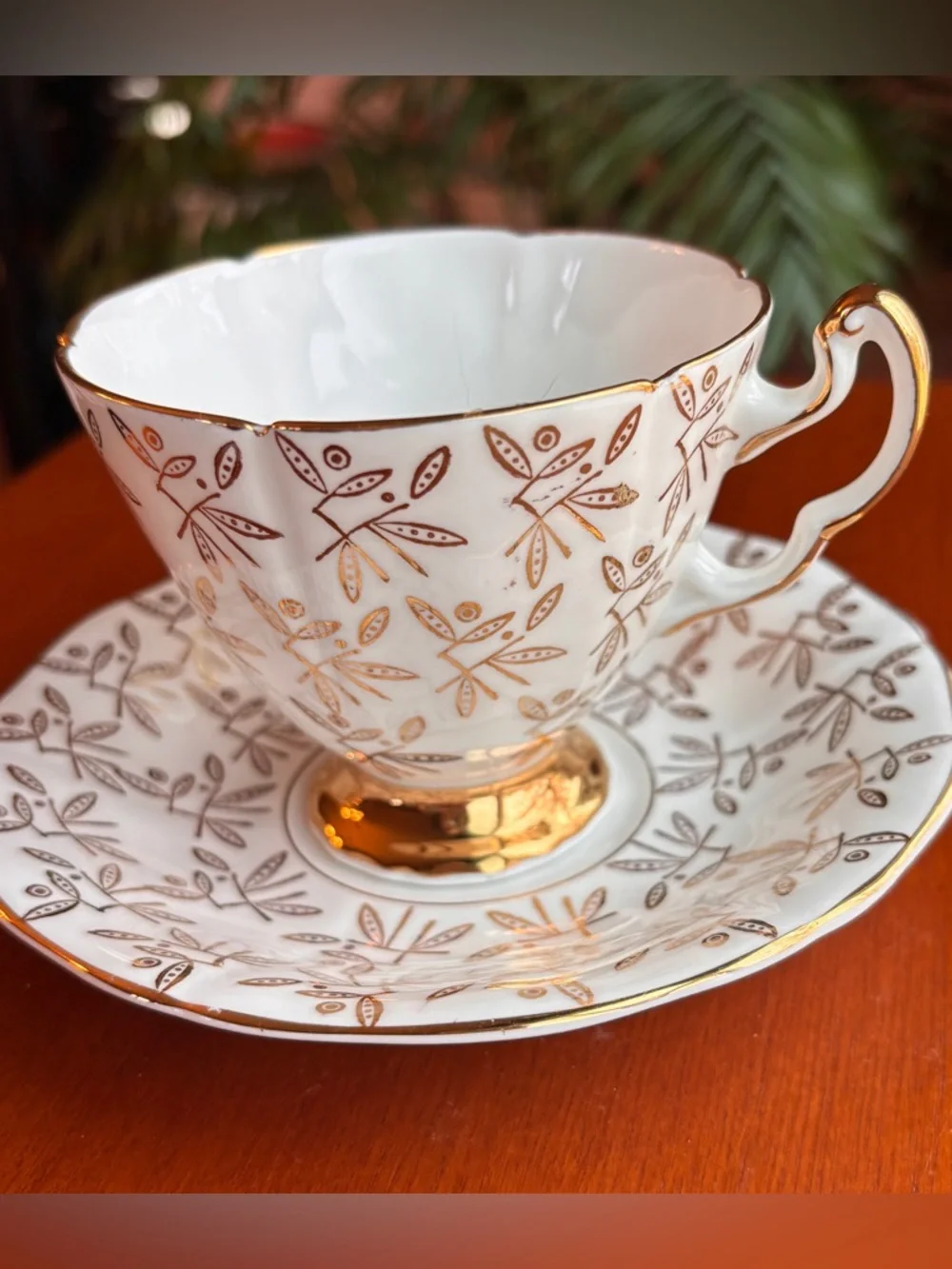 Royal Adderley Teacup & Saucer Fine Bone China Atomic Pattern England Vintage